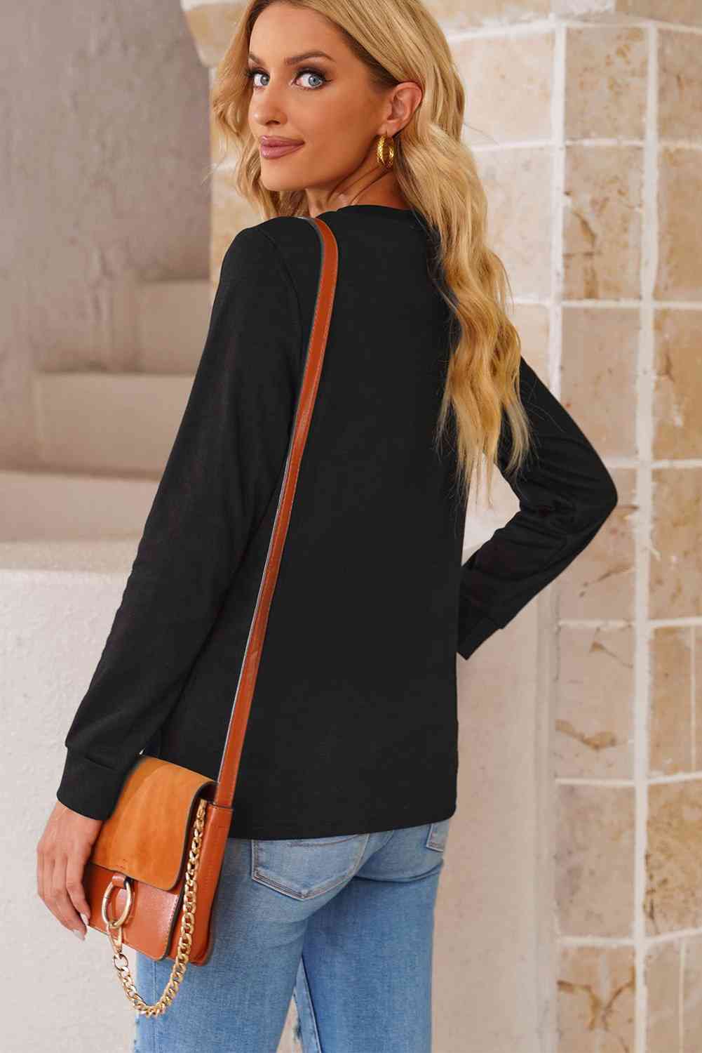 Round Neck Long Sleeve Top